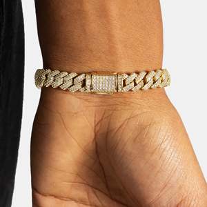 Luxury Iced Out Cuban Link <b>Bracelet</b> for Women 18K Gold Plated AAA Cubic Zirconia Hip Hop Chain <b>Bracelet</b> - Product Image 2