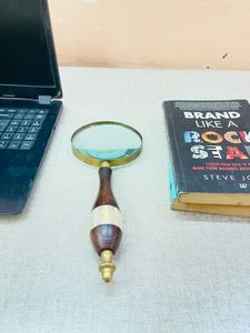 Loupe en laiton de 10 pouces avec manche en bois, accessoires de bureau industriels, cadeaux de luxe en gros pour la fête des mères - Product Image 5