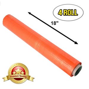 Pellicola elastica arancione calibro 80 4 rotoli 18 \ "x1500' \ pellicola in plastica soffiata resistente agli strappi Pallet di qualità industriale senza residui - Product Image 2