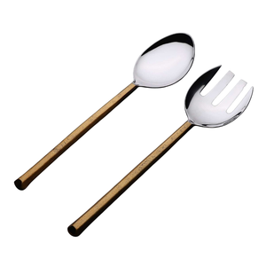 Ensemble de 2 cuillères et fourchettes à salade en acier inoxydable, finition mate moderne, ustensiles de service en métal pour la cuisine à domicile - Product Image 2