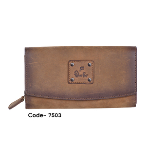 Ladies Hunter Vintage Leather Clutch Wallets Custom Logo Emboss Bulk Wholesale Coin <b>Purses</b> ID Card Holder RFID Multiple Sleeves - Product Image 4