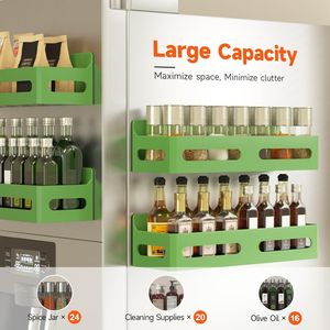 4 Pack Strong Magnetic Spice Rack for Refrigerator Multipurpose 4-Hook <b>Shelf</b> Organizer for <b>Kitchen</b> & Bathroom - Product Image 6