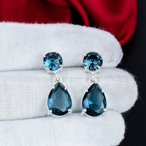 Indicolite Gemstone Drop <b>Earrings</b> 925 Sterling Silver Handmade Pear Cut Dangle Elegant Fine Jewelry Gift Women RUHAN GEMS - Product Image 6