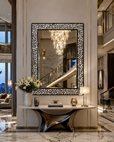 Miroir mural en nacre MOP, design galet, miroir décoratif pour salle de bain, chambre à coucher, salon, moderne et élégant, à fixer au mur, 24 pouces