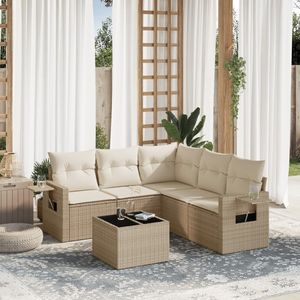 Set Divano da Giardino Beige con Cuscini, Resistente ai Raggi UV, in Rattan PE, Arredamento da Esterno dal Design Contemporaneo, Impermeabile - Product Image 1