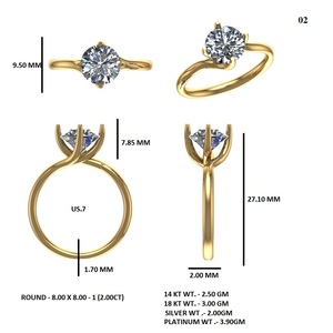 Anillo de Compromiso con Diamante Cultivado en Laboratorio, Corte Brillante Redondo, Moissanita Solitaria, Chapado en Oro, Joyería de Boda para Mujer - Product Image 5
