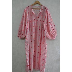 ชุดเดรสผ้าฝ้ายพิมพ์ลายบล็อกทำมือสำหรับผู้หญิง |   เสื้อผ้าลำลองสไตล์โบฮีเมียนสำหรับฤดูร้อน - Product Image 1