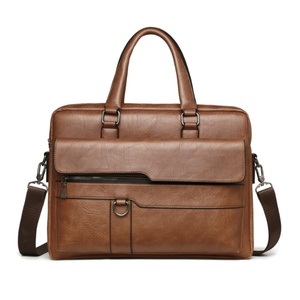 Men’s Vintage Genuine Leather Executive Laptop Briefcase Messenger <b>Bag</b> with Shoulder Strap for Office Business Travel - Product Image 5