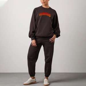 2026 Women Fashion Pullover Sweatsuit Unisex <b>Joggers</b> Solid Color Breathable Cotton Polyester Plus Size 2 Piece <b>Matching</b> - Product Image 1