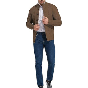 Cárdigan de Punto Marrón para Hombre, Manga Larga, Cierre de Botones, Color Sólido, Corte Regular, Suéter de Invierno 100% Acrílico - Product Image 5
