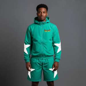 Conjunto de Chándal Corto de Nylon Personalizado con Sudadera con Cremallera y Cortavientos, y Pantalones Cortos Lisos para Hombre - Product Image 3