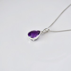 Collier en argent sterling avec pendentif améthyste taille poire, pierre de naissance de février, bijou vintage pour fiançailles, troisième pièce - Product Image 4