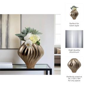 Jarrón de Metal con Aspecto Artesanal para Arreglos Florales, Decoración de Lujo para Hogares y Mesas de Eventos - Product Image 4