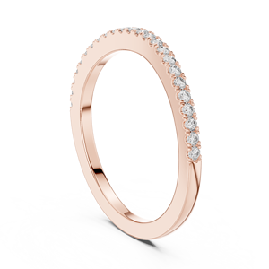 Anillo Minimalista con Diamantes Cultivados en Laboratorio Certificados por Terceros, con Piedras Laterales en Corte, Media Banda, Oro Rosa de 18 Quilates, Chapado en Rodio, para Compromiso o Boda - Product Image 2