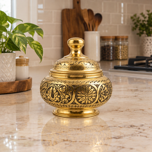 Cremeras de Latón Grabadas a Mano con Tapa de Cúpula con Patrón Floral Ornamentado para Decoración de Comedores Tradicionales, Hoteles y Regalos al por Mayor - Product Image 3