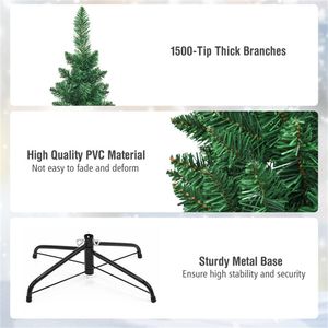 Albero di Natale a sigaretta di lusso da 2,7 m per spazi ridotti con 1500 rami in PVC e finitura innevata - Product Image 5