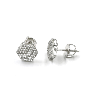 Pendientes de tuerca hexagonales de moissanita para hombre, plata 925, diamantes certificados, joyería de lujo ligera estilo hip hop, par. - Product Image 6