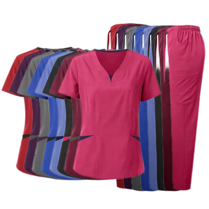 Unisex White High Quality <b>Scrub</b> <b>Sets</b> for Hospital Use Spandex/Cotton Material - Product Image 4