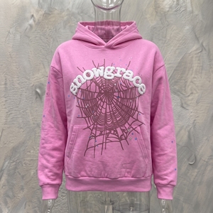 เสื้อฮู้ดโอเวอร์ไซส์ Snowgrace Winter Pink ซิปหน้า ผ้าเฟรนช์เทอร์รี่ 80% คอตตอน 20% โพลีเอสเตอร์ กระเป๋าปักลาย สไตล์ลำลอง ใส่ได้ทั้งชายและหญิง - Product Image 4