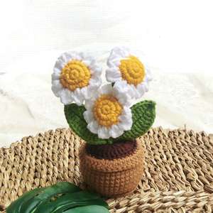Handmade 100% Wool Crochet Mini Potted Flower Artificial Room <b>Decor</b> for <b>Graduation</b> Easter New Year or Back to School - Product Image 3