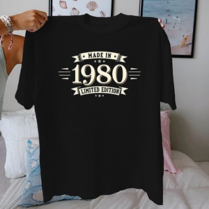 1980 LIMITED EDITION design pure cotton women's <b>Tshirt</b> comfort fit - Product Image 1