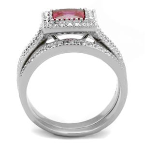แหวนสแตนเลสขัดเงา TK2293 ประดับด้วยทับทิม CZ เกรด AAA แหวนแฟชั่น - Product Image 3