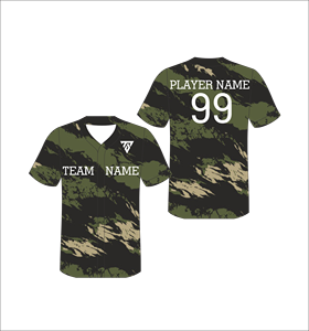 Camiseta de Béisbol Sublimada Personalizada con Camuflaje, Cuello en V, Manga Corta, Transpirable, de Poliéster, con Impresión del Nombre del Equipo, para Todas las Temporadas, Unisex - Product Image 4