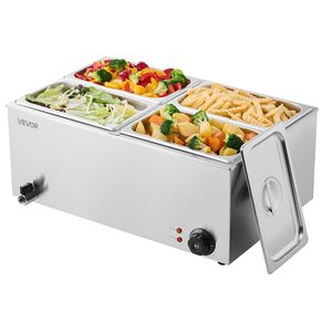 Calentador Eléctrico Profesional de Encimera de Acero Inoxidable Comercial de 24QT para Buffet Bain Marie, 8 x 1200W, Equipo de Calentamiento y Mantenimiento de Alimentos - Product Image 1