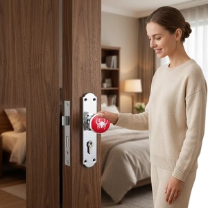Red Round Cabinet <b>Knob</b> with <b>White</b> Spider Design Plastic Handle for Home Office Furniture Easy Installation - Product Image 4