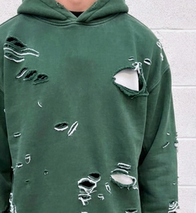 High Quality Vintage Distress Hoodies <b>Men</b> Drop Shoulder Winter Distress Hoodie <b>Men's</b> <b>Pullover</b> Oversize Distressed Hoodie Top <b>Men</b> - Product Image 3