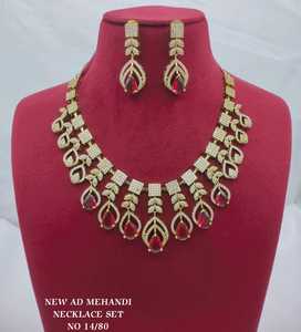 18K Gold Plated Emerald Green Teardrop Gemstone Cubic Zirconia Choker Necklace and Earrings <b>Set</b> for Women Wedding Zinc Alloy - Product Image 3