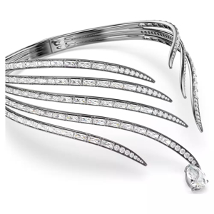 Women Rhodium Plated Alloy <b>Cuff</b> <b>Earrings</b> With Pear Cut Diamond Channel Setting Classic Wedding Jewelry - Product Image 3