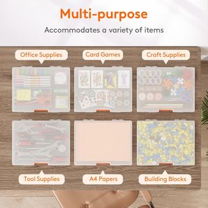 Set di 6 Scatole Portaoggetti in Plastica Multiuso con 6 Tasche con Cerniera e Etichette, Traslucide, Formato A4 8.5 X 11 Pollici - Product Image 2