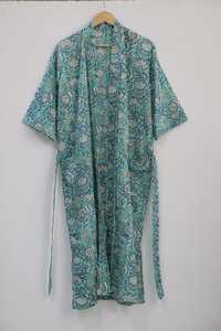 Robe à imprimé floral pour femmes, longueur genou, manches trois quarts, en polyester tissé doux, décontractée, avec fermeture à cordon - Product Image 6