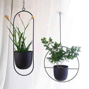 Support de pot suspendu décoratif en fer pour plantes d'intérieur et d'extérieur, balcon, jardin, patio, aménagement paysager domestique - Product Image 3