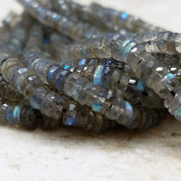 Perles de pierre naturelle de labradorite grise facettées en forme de pneu Heishi de 5 mm et 7 mm, certifiées IGI, nouées à la main, pour bijoux perlés 2026
