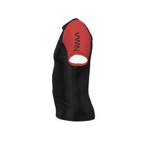 VROLL <b>Men's</b> Black Red Short Sleeve BJJ Rash Guard Quick Dry <b>Compression</b> <b>Shirt</b> <b>for</b> Jiu Jitsu Training - Product Image 3