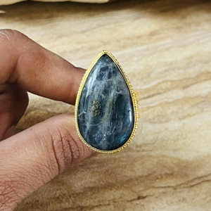 Fashionable Brass Large <b>Ring</b> Labradorite 18k Gold Plated Statement <b>Ring</b> Filigree Texture <b>Chunky</b> Wholesale Handmade Women <b>Ring</b> - Product Image 2