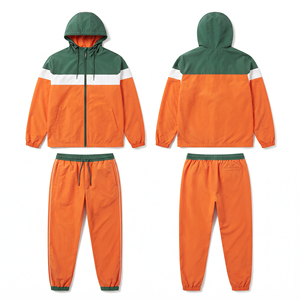 OEM Windbreaker Tracksuit 100% Nylon Training Wear Hoodie Rain <b>Sweatpants</b> <b>Set</b> Waterproof Quick Dry Lightweight Rain Track Suits - Product Image 2