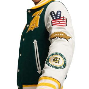 Veste universitaire Letterman pour homme, logo personnalisé, grande taille, manches en cuir, patch en laine vierge, broderie chenille, coupe-vent d'hiver - Product Image 6