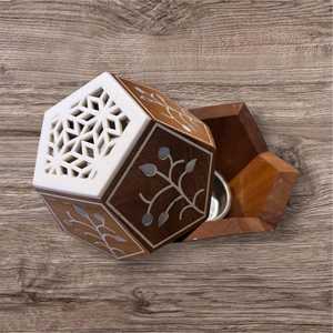 Brûleur à Bakhoor et porte-encens en bois incrusté de nacre de luxe, Mubkhar décoratif arabe haut de gamme pour Oud Bakhoor, décoration d'intérieur - Product Image 6
