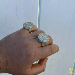 Lab Grown Diamond Hexagon Statement <b>Ring</b> for Men Yellow <b>Gold</b> Geometric Designer Luxury Hip Hop <b>Cocktail</b> <b>Ring</b> - Product Image 5