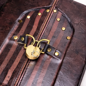 Antique Handmade Hardcover Leather Door Journal <b>Lock</b> Key Vintage Style Unique <b>Diary</b> Genuine Leather Writing Notebook Graduation - Product Image 5