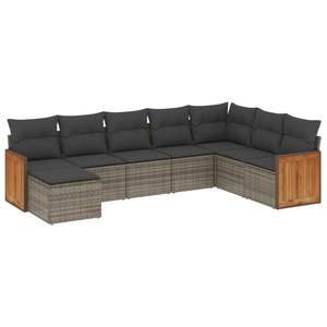 Conjunto de Sofás de Jardín de Ratán PE Gris y Acero con Recubrimiento en Polvo, Muebles de Exterior Duraderos - Product Image 2