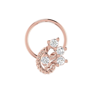 14K <b>Gold</b> Flower Design 0.08ct Round Brilliant Cut Natural Diamond <b>Nose</b> Pin with GIA Certificate - Product Image 2