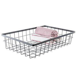 Modern Metal <b>Wire</b> Storage <b>Baskets</b> Rectangle <b>Hanging</b> Design Multi-Purpose Neatening Organizers with Hooks - Product Image 2