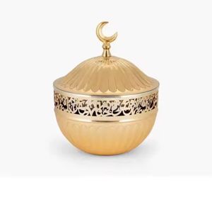 Chauffe-plats modernes en acier plaqué or rose, finition polie miroir, avec support en colonne, pour plats chauds et casseroles contemporaines - Product Image 1