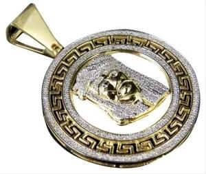 Pendentif pour homme JESUS FACE en moissanite véritable taille ronde 3,50 carats plaqué or jaune 14 carats - Product Image 3