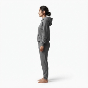 Conjunto de Sudadera con Capucha y Pantalones Deportivos de Felpa Francesa Unisex, Color Gris, al por Mayor, Personalizable OEM - Product Image 3