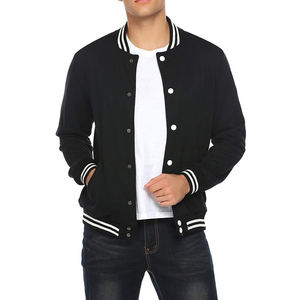 Plain Black College Style Bomber <b>Coat</b> Men Custom Logo Wool Blend Baseball Jackets Streetwear Bulk Manufacturer Winter Jackets - Product Image 3